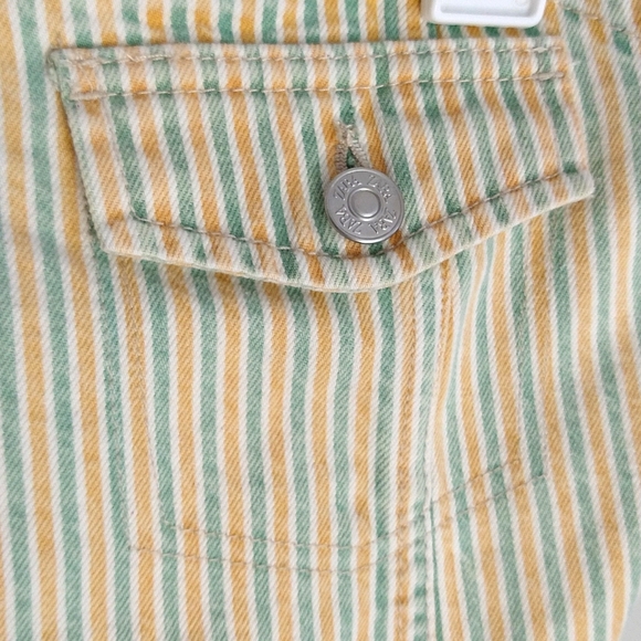 NWOT Zara Green & Yellow Striped Denim Button-Back Corset Bandeau Top - Picture 7 of 13